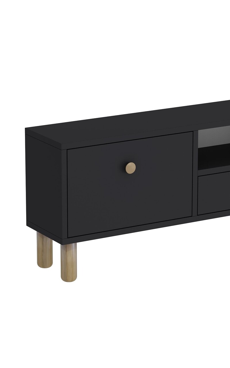 Comoda TV, Hanah Home, 1310-DROP-1, 140x45x30 cm, PAL , Stejar antracit / safir - view 5