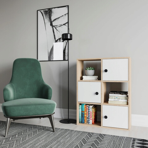Corp biblioteca, retricy, tilton, 72x25x93 cm, pal, stejar / alb