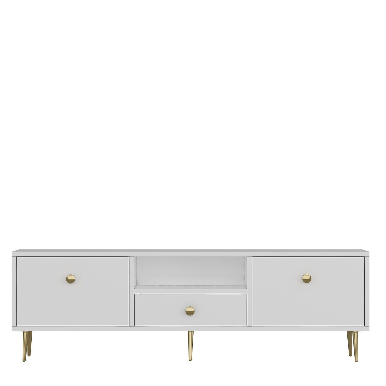 Comoda TV, Hanah Home, 1307-DROP-1, 140x45x30 cm, PAL , Alb/Auriu - view 3