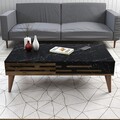 Set mobilier living, Hommy Craft, Valensiya, PAL, Nuc / Negru / Marmură