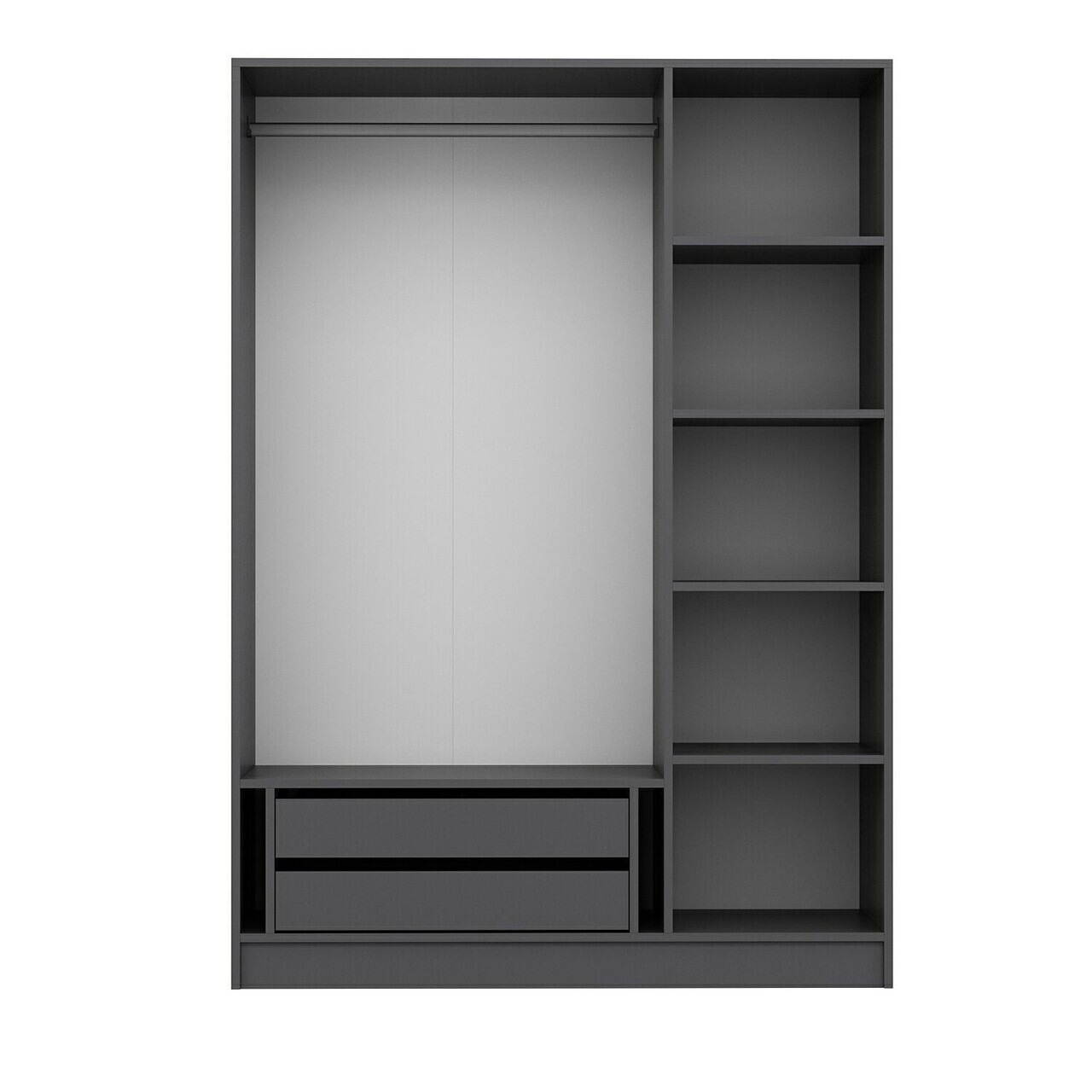 Dulap pentru haine, Hanah Home, Nisa, 135x210x52 cm, Antracit — imaginea 7