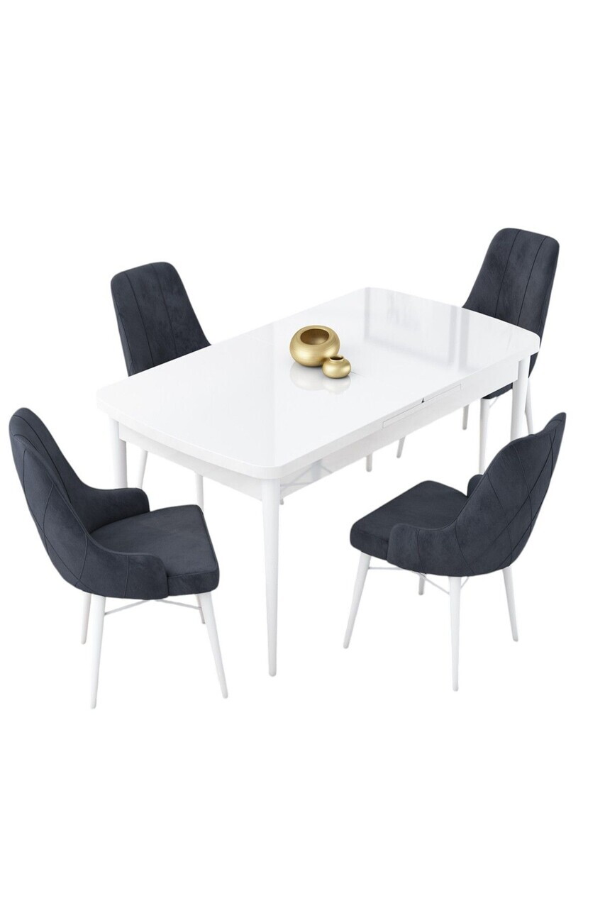 Set masa extensibila si scaune (5 piese), Hanah Home, Lia, Alb / Antracit — imaginea 2