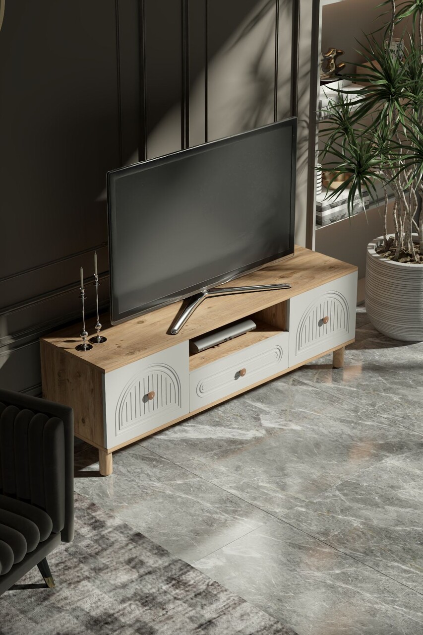 Comoda TV, Hanah Home, Arcera 180, 180x53x41 cm, PAL, Pin Atlantic / Alb - view 4
