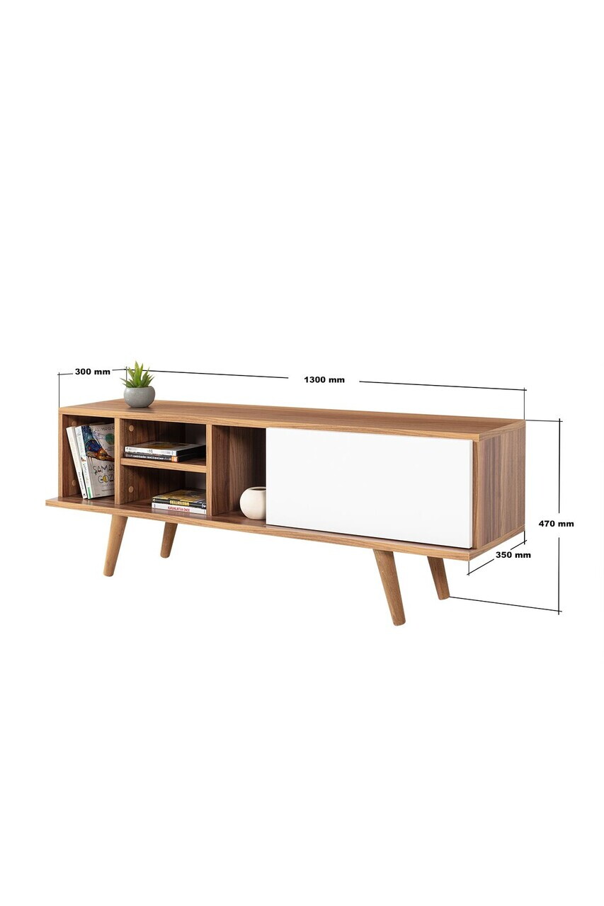 Comoda TV, Hanah Home, Ela 3333, 130x47x35 cm, PAL, Nuc/Alb — imaginea 6