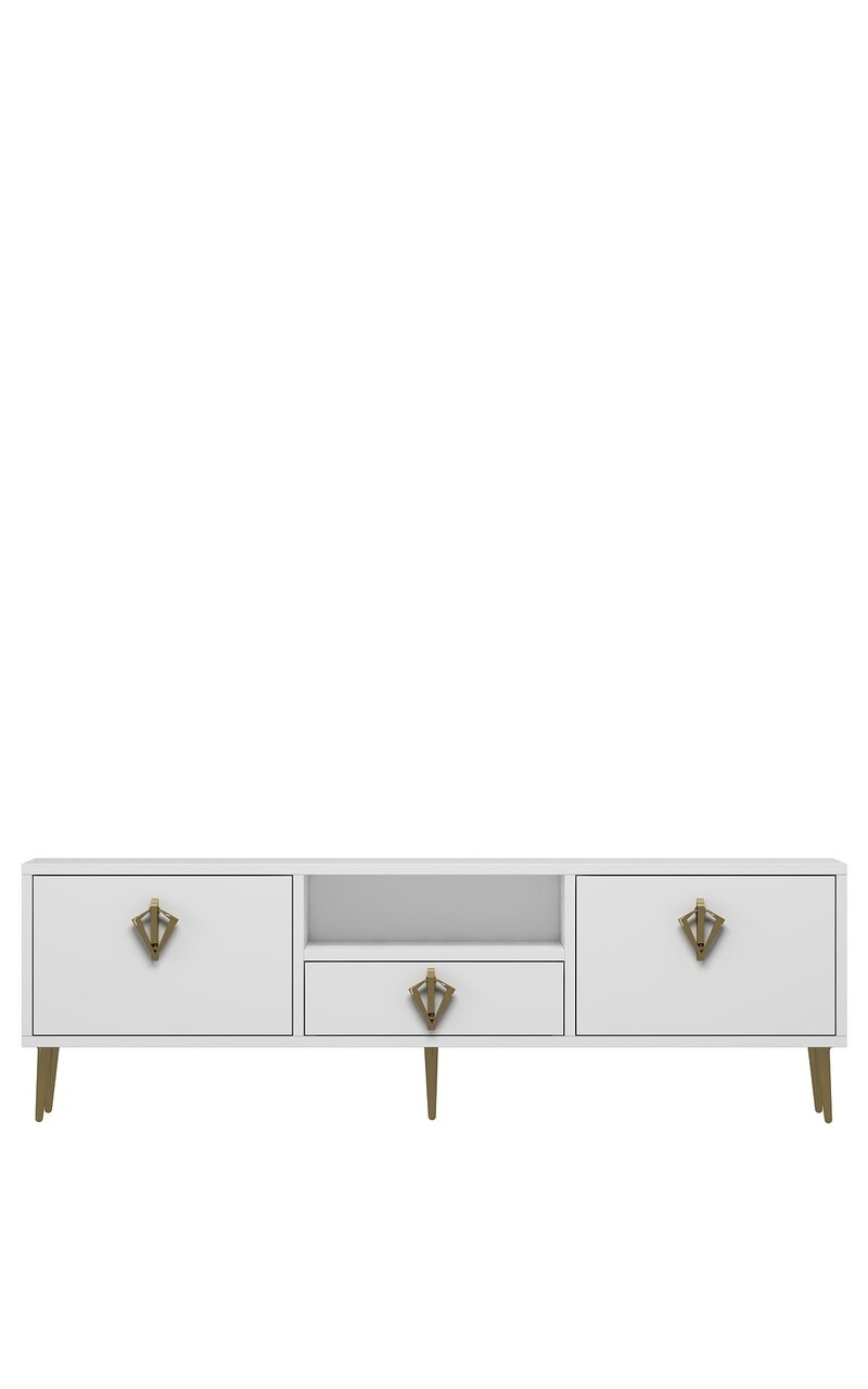 Comoda TV, Hanah Home, 1313-DROP-32, 140x45x30 cm, PAL , Alb/Auriu - view 3