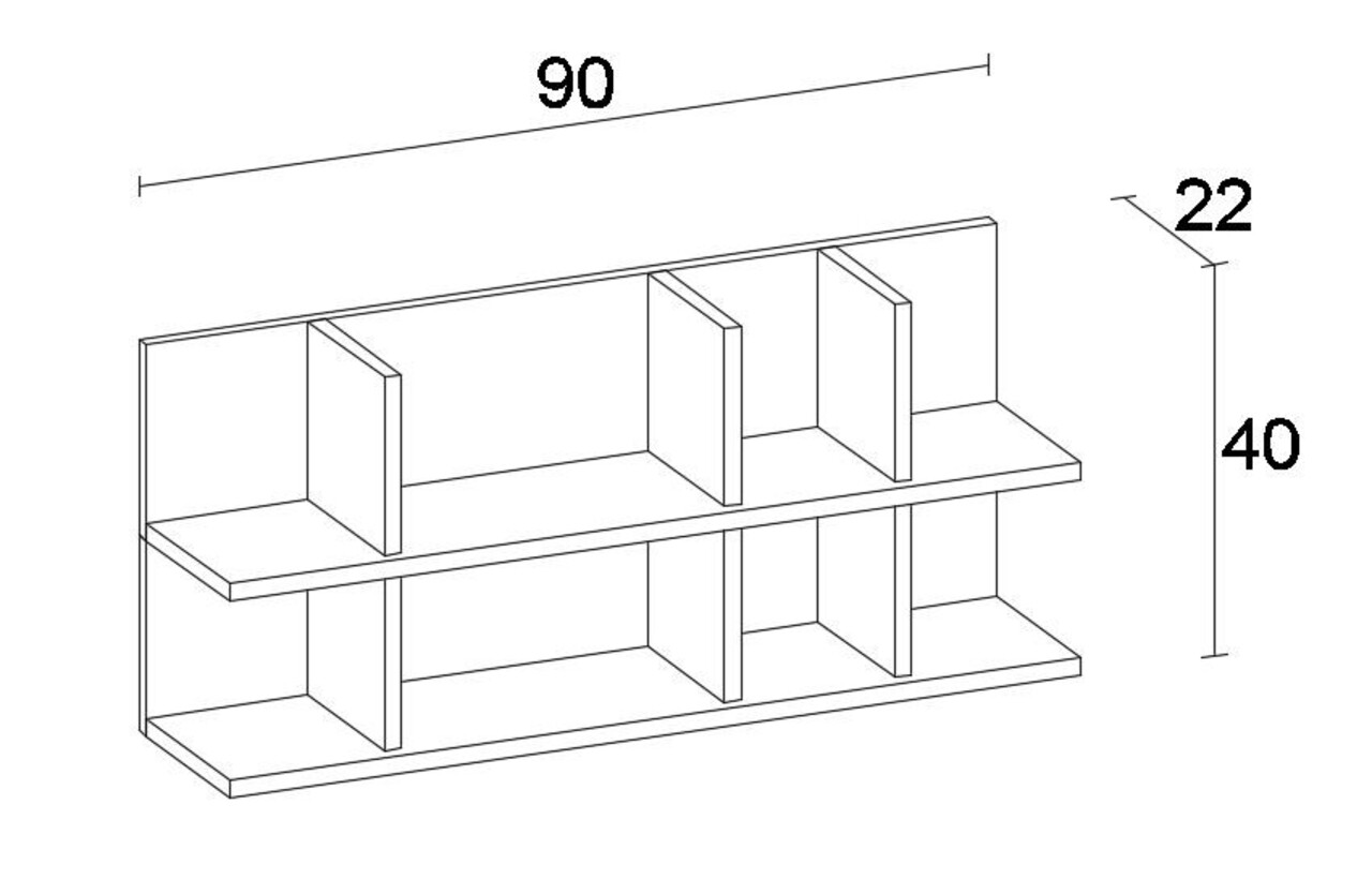 Raft Pentru Perete, Decormet, Semen, 90 X 40 X 22 Cm, Pal Melaminat, Alb