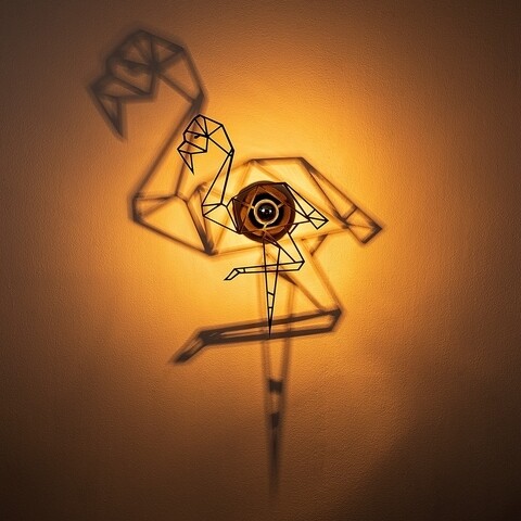 Lampa de perete, Shadow, 593 - A, E27, 100 W, metal/MDF, negru