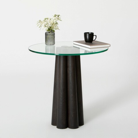 Masuta de cafea, Neostill, Thales, 50x50x50 cm, Sticla temperata, Transparent/Negru