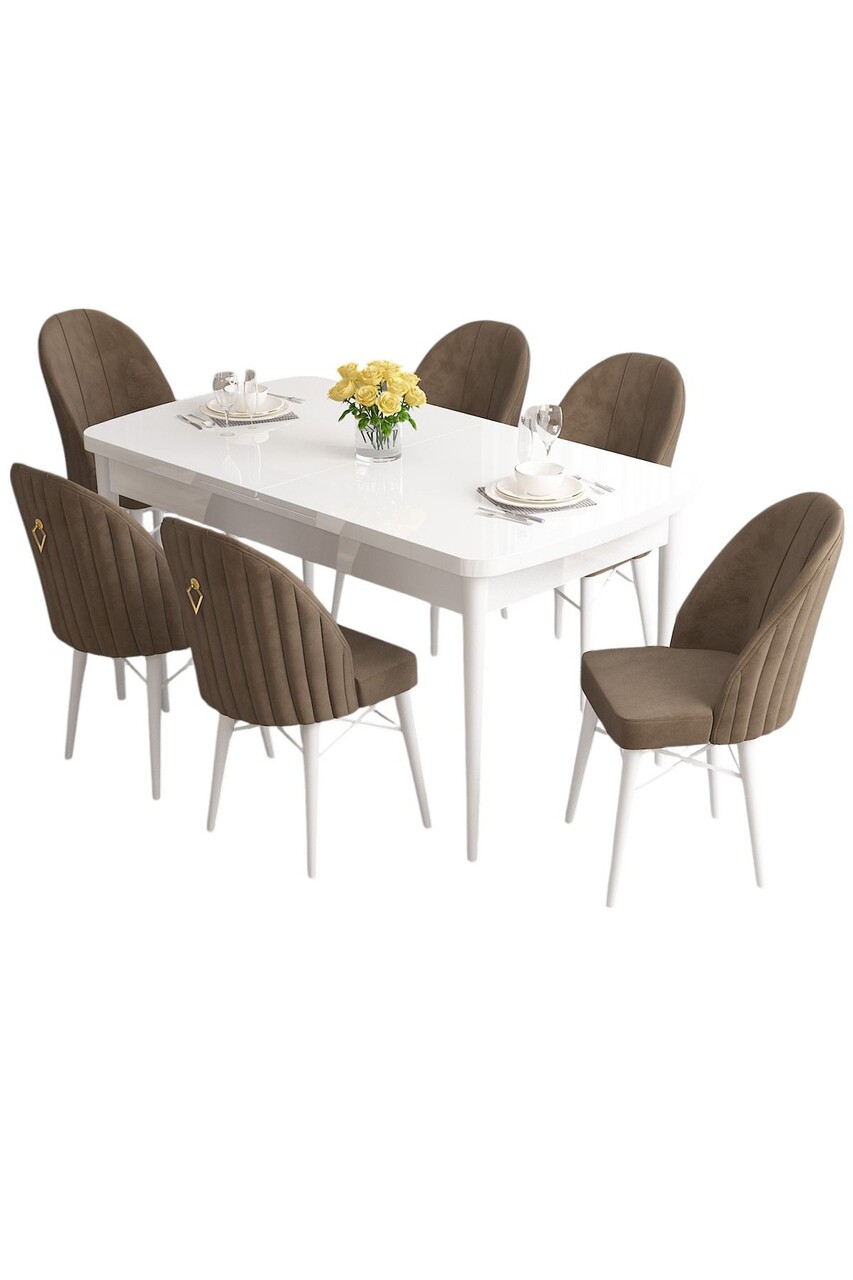 Set masa extensibila si scaune, Hanah Home, Roz, Alb/Maro - view 2