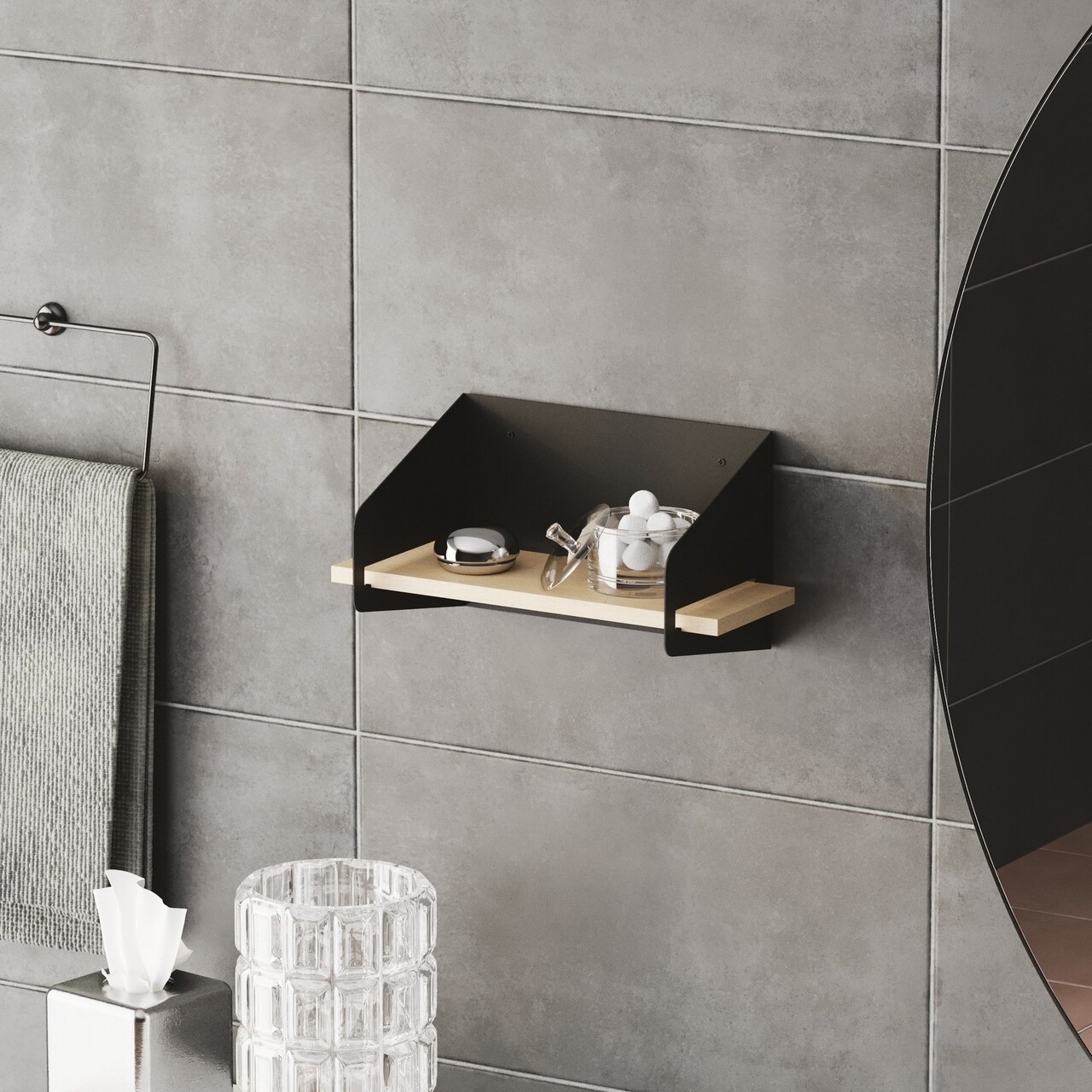 Raft de perete, Cerritos, Medıum Arm, Negru - 1 | YEO