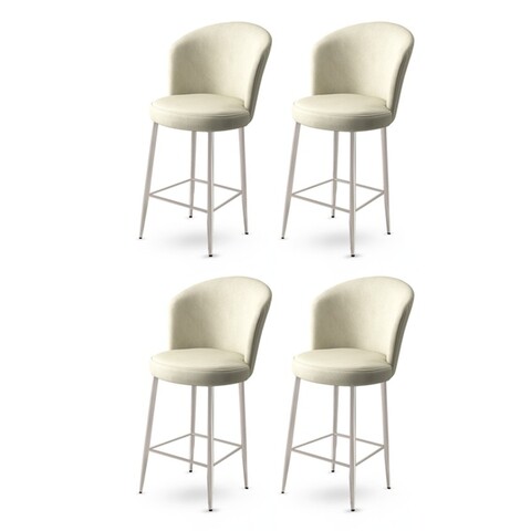 Set scaune  de bar 4 piese, Charlotte, Alte, Metal, Crem / Crom