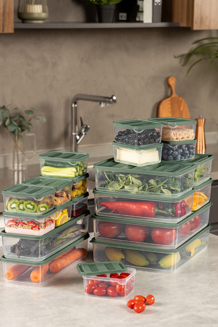 Set recipiente depozitare, Hermia, 964FRM5767, Dimensiune: 23 x 15 x 7 cm / 1750 ml (4 bucăți), Verde - imagine 2