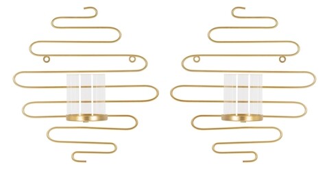 Set 2 suporturi pentru lumanare Alid, Mauro Ferretti, 33x10x34 cm, fier, auriu 33x10x34