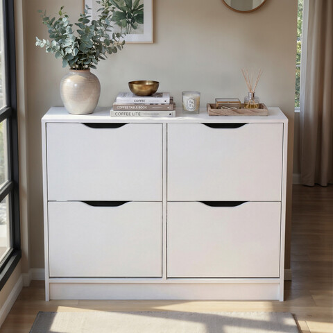 Pantofar cu 4 usi Westphalen 8-B, Inter Link, 100x25x90 cm, PAL, alb