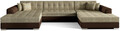 Coltar extensibil 5 locuri, ELTAP, Vento, 359x165x87 cm, lemn/poliester, bej/maro