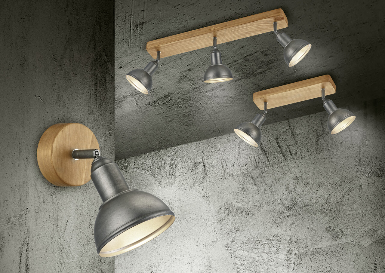 Plafoniera Delhi, TRIO, 58x11.6x20.5 cm, 40W, 3x E14, metal, argintiu/natur