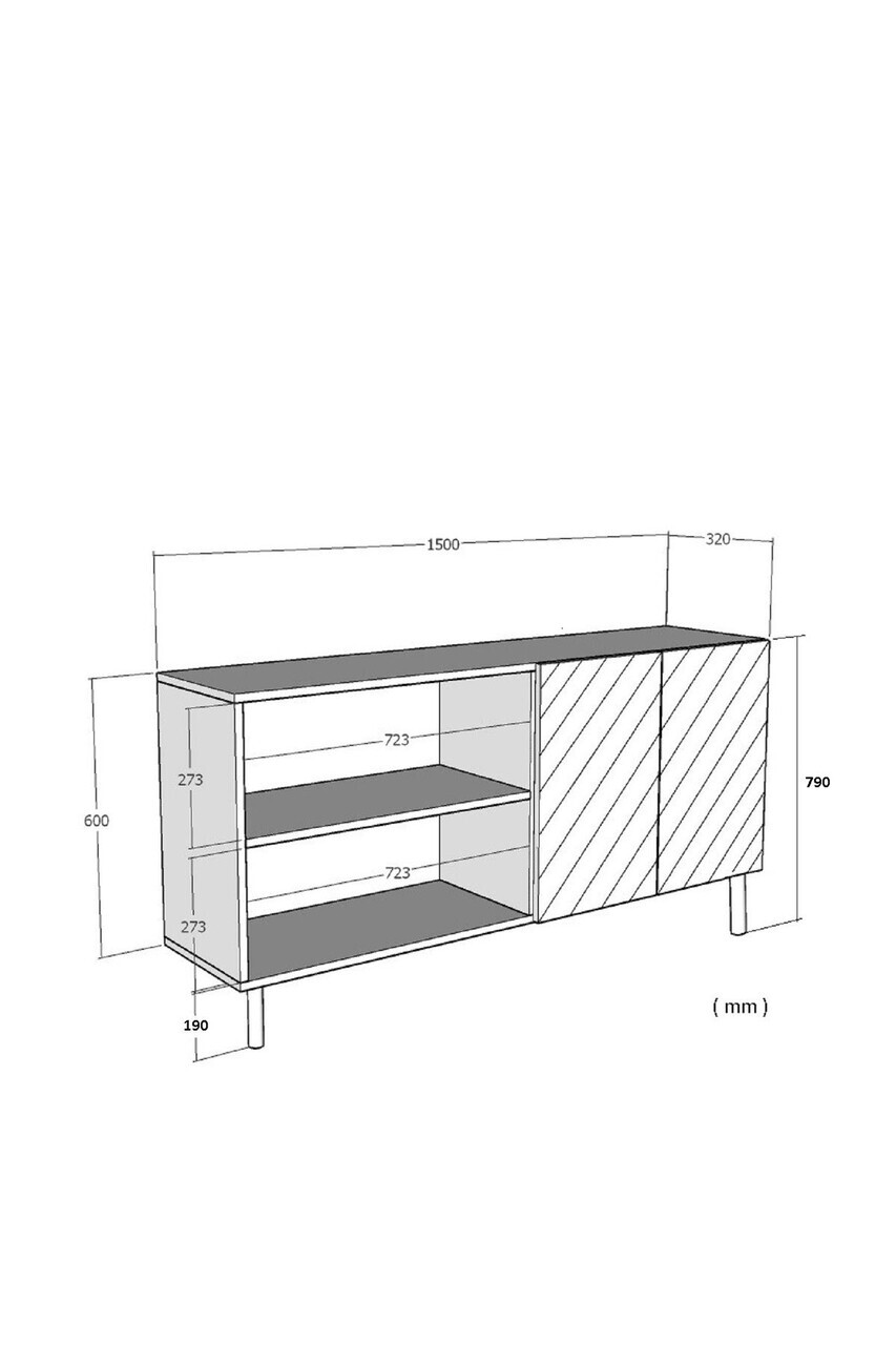 Consola, Hanah Home, Batum 150, 150x79x32 cm, Antracit / Aur — imaginea 5