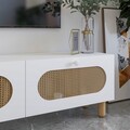 Comoda TV, Odessa, Elena, 180x42.6x31.4 cm, Alb / Ratan