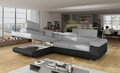 Coltar extensibil stanga 4 locuri, ELTAP, Anton, 272x203x85 cm, lemn/poliester, gri deschis/negru