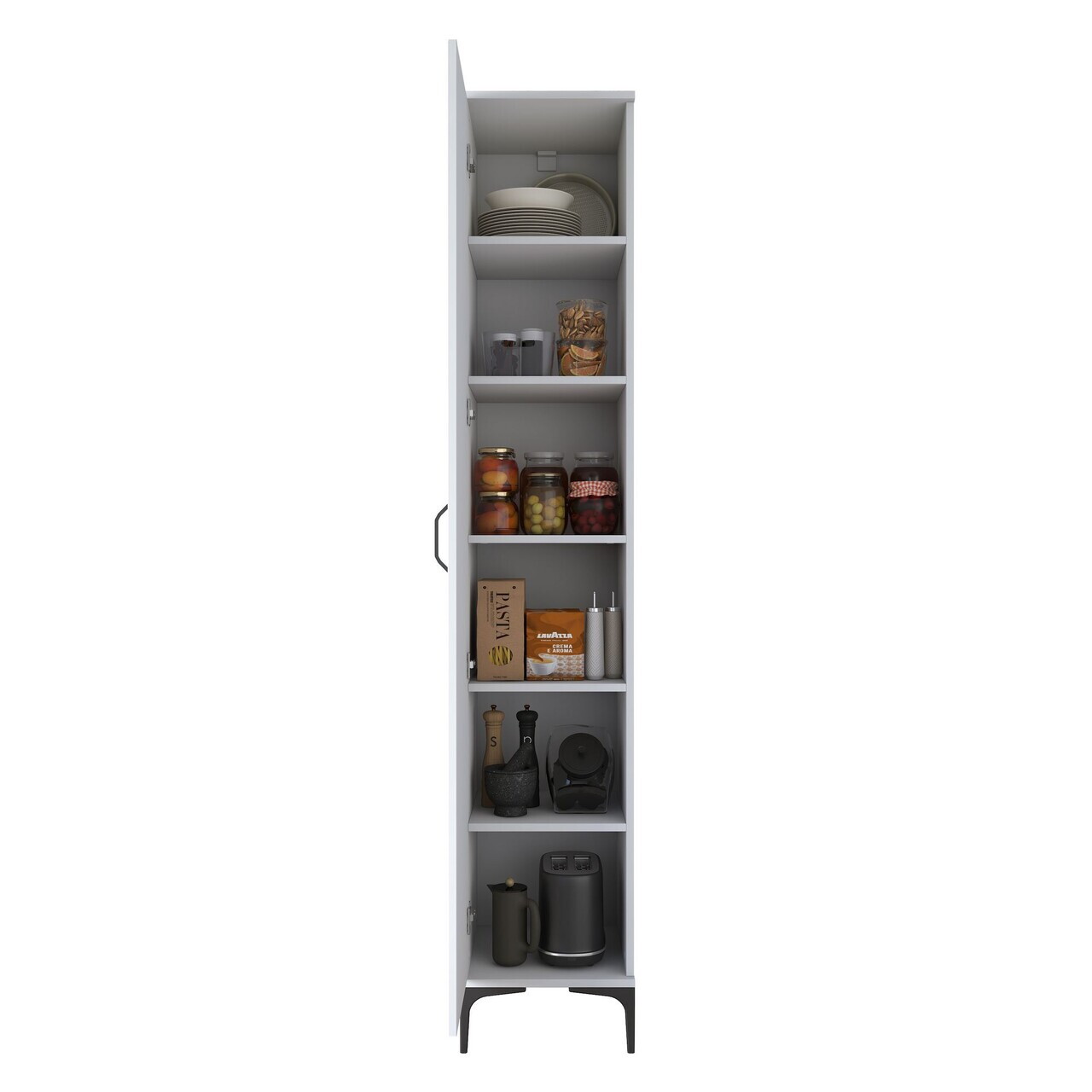Dulap multifunctional, Hanah Home, JE250, 40x218.6x45 cm, PAL melaminat, Alb - view 10