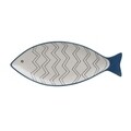 Platou pentru gustari Fish, InArt, 42.5x17x3 cm, ceramica, albastru/alb