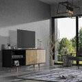 Comoda TV, Cordelia, FRN-9002-3, Lemn / Negru / Pin Atlantic