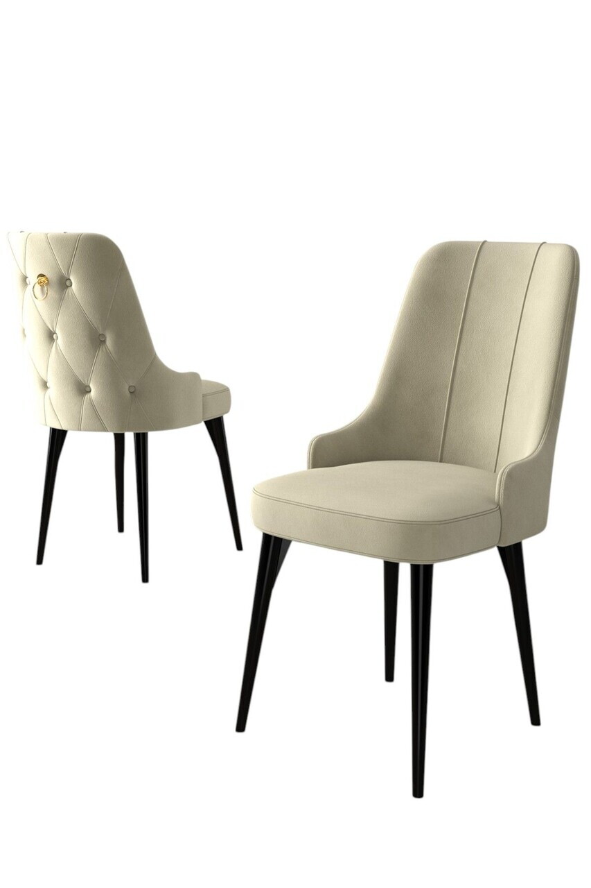 Set scaune 6 piese, Hanah Home, Enoa, Crem/Negru — imaginea 2