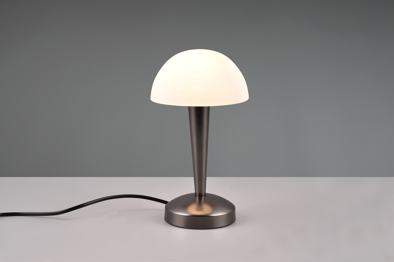 Lampa de masa Canaria, RL, 15x26.5 cm, 40W, 1x E14, metal, argintiu/alb