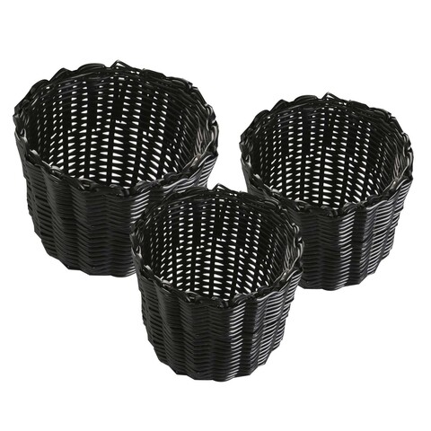 Set 3 cosuri de depozitare diano, versa, 20x20x15 cm, negru