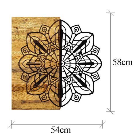 Decoratiune de perete, Typha, 50% lemn/50% metal , Dimensiune: 54 x 58 x 3 cm, Negru