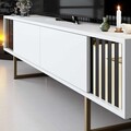 Comoda TV, Bexley, Gold Line, Alb/Auriu