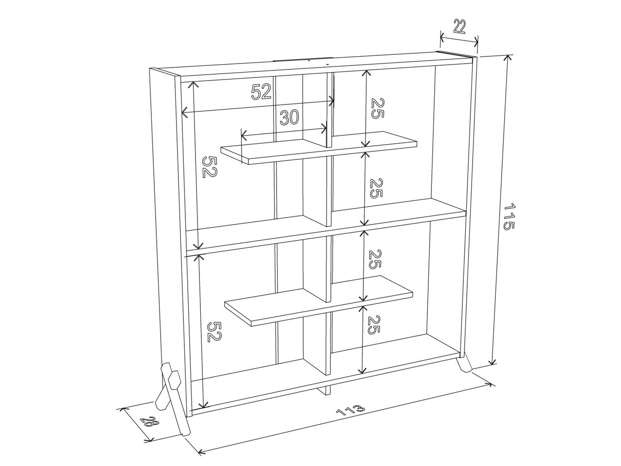 Biblioteca Rafevi Kipp, 113 X 28 X 115 Cm, PAL/lemn, Walnut/galben