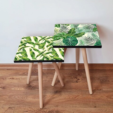 Set masute 2 piese, leona, 2shp498, verde/alb