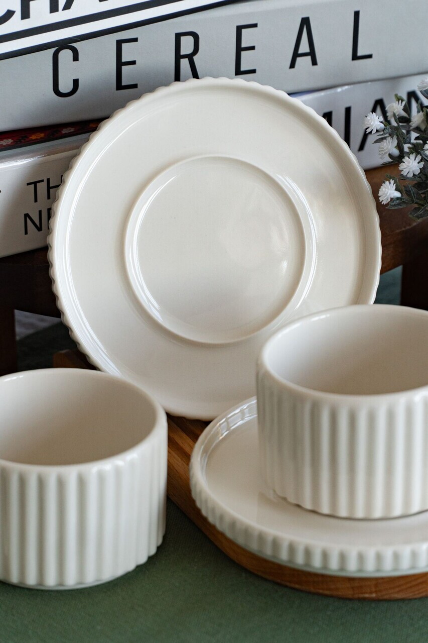 Set pentru ceai, Hermia, 858CMR2103, Portelan, Farfurie: 14 cm (2 bucăți), Alb - view 4