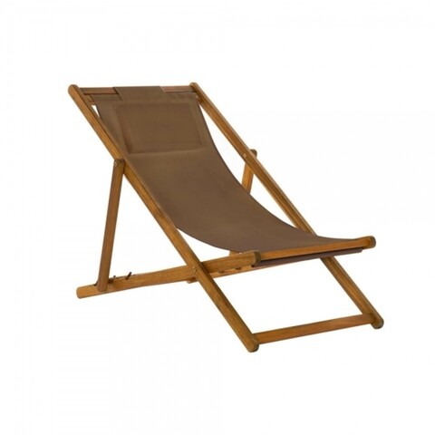 Sezlong, dkd home, 55 x 110 x 85 cm, bumbac/lemn de salcam, maro