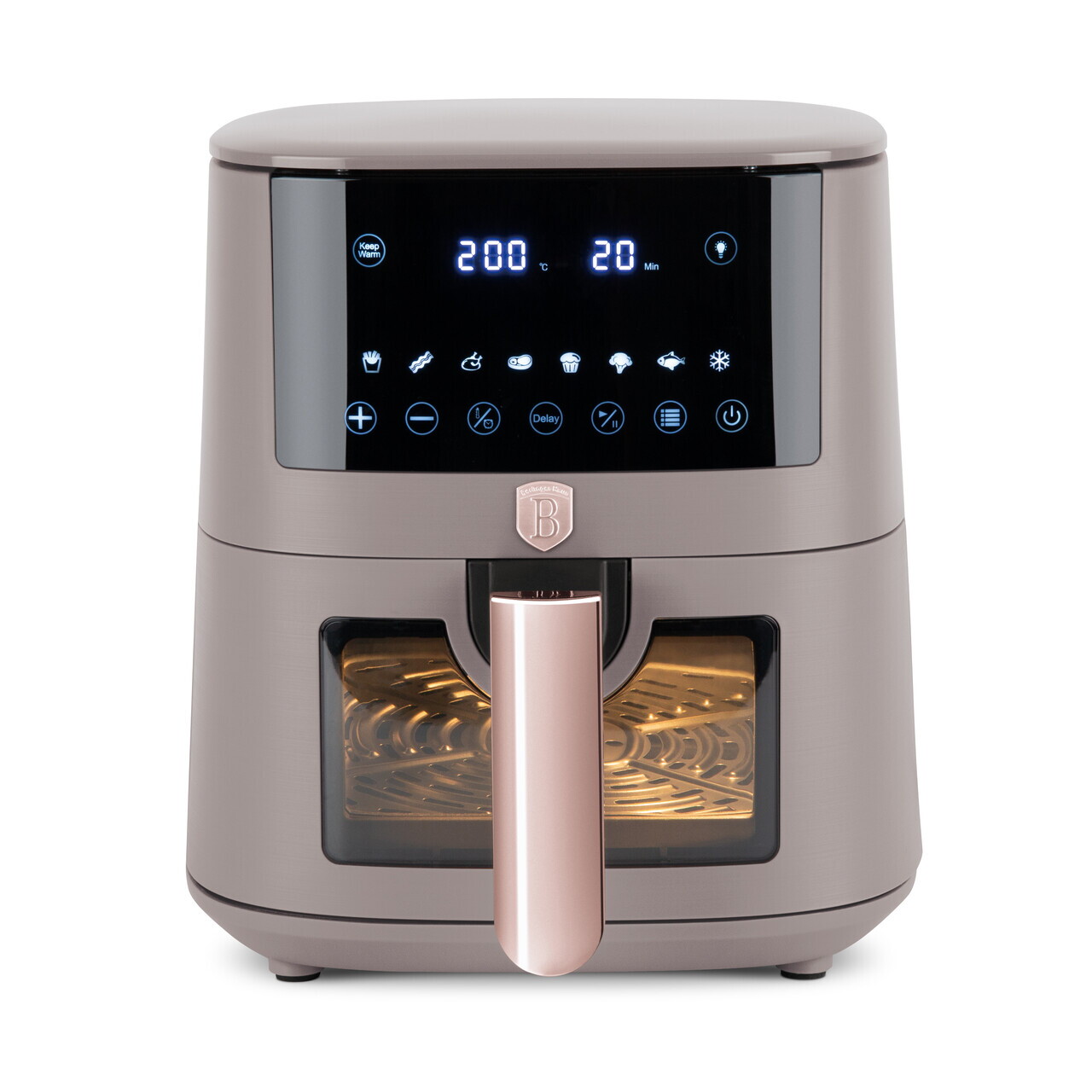 Friteuza cu aer cald si fereastra Berlinger Haus, Taupe, 5 L, 1400W, taupe mat - imagine 2