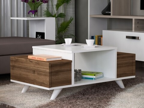 Masuta de cafea eriberto white, furny home, 90x60x43,8 cm, alb/aluna
