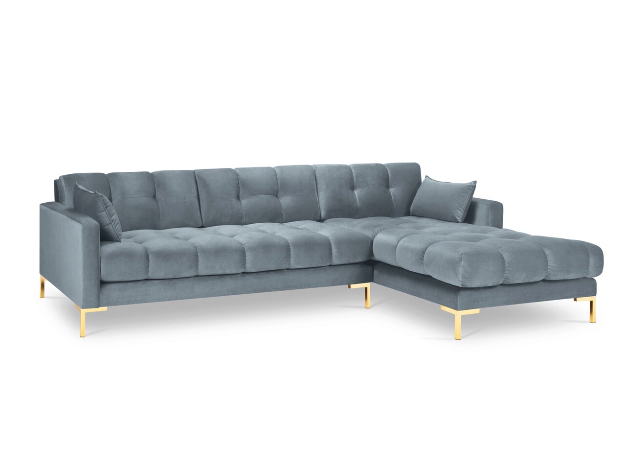 Coltar dreapta 5 locuri, Mamaia, Micadoni Home, GL, 293x185x75 cm, catifea, albastru deschis - 1 | YEO
