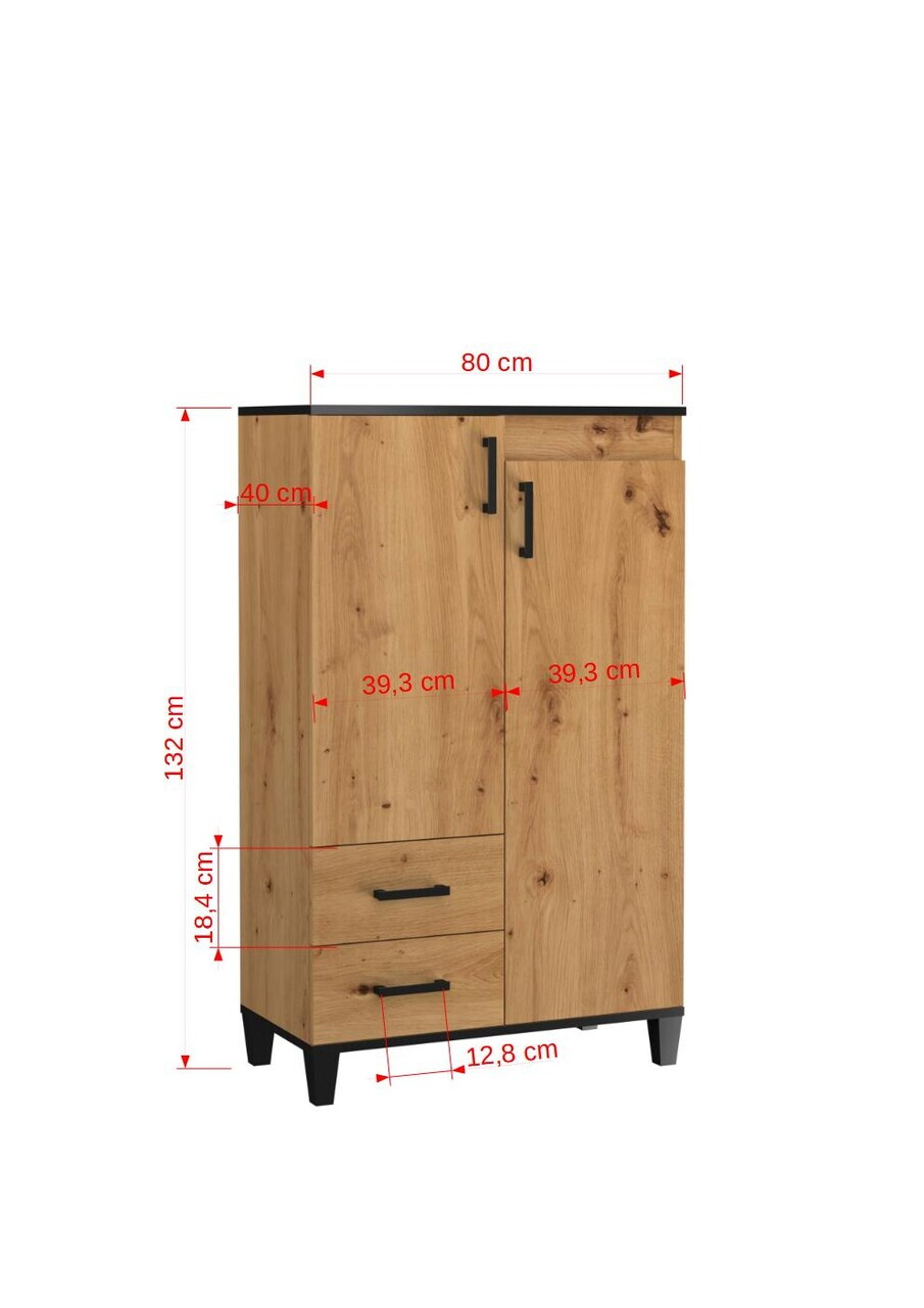 Dulap multifunctional ADRK, Pola 15, 80x40x132 cm, PAL laminat, artisan — imaginea 3