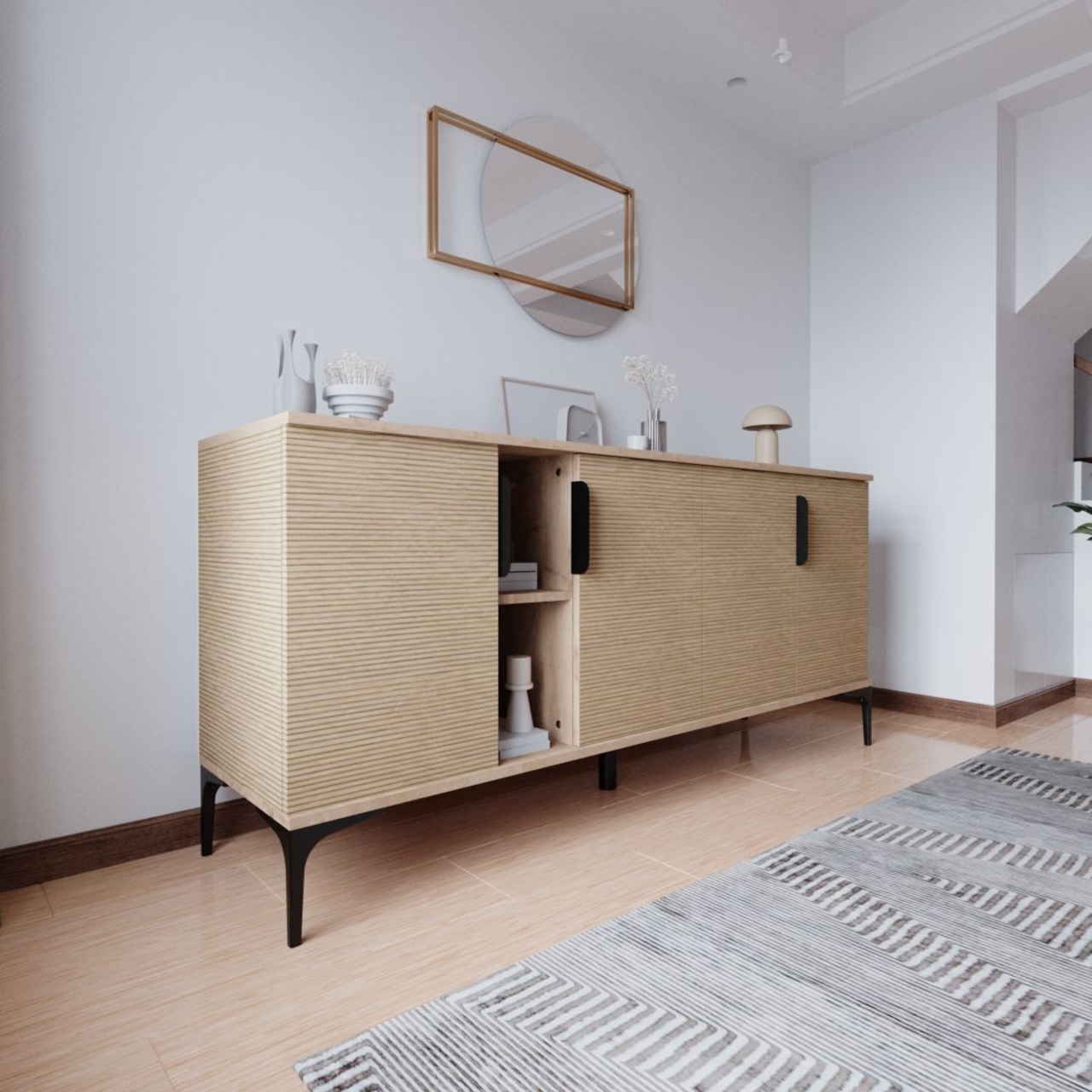 Consola, Hanah Home, Tarz, 180x79x40 cm, Stejar - view 2