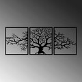 Decoratiune de perete, Tree 10, Metal, 49 x 60 cm, 3 piese, Negru