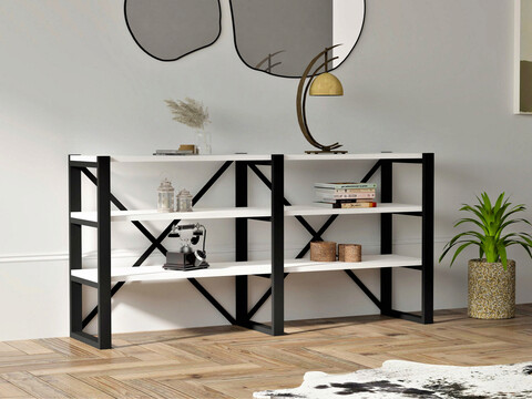 Corp biblioteca, puqa design, bodrum, 133.2x65x32.1 cm, pal, alb negru