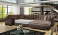 Coltar extensibil dreapta 5 locuri ELTAP, Damario, 338x189x78 cm, lemn/poliester, maro deschis/maro inchis