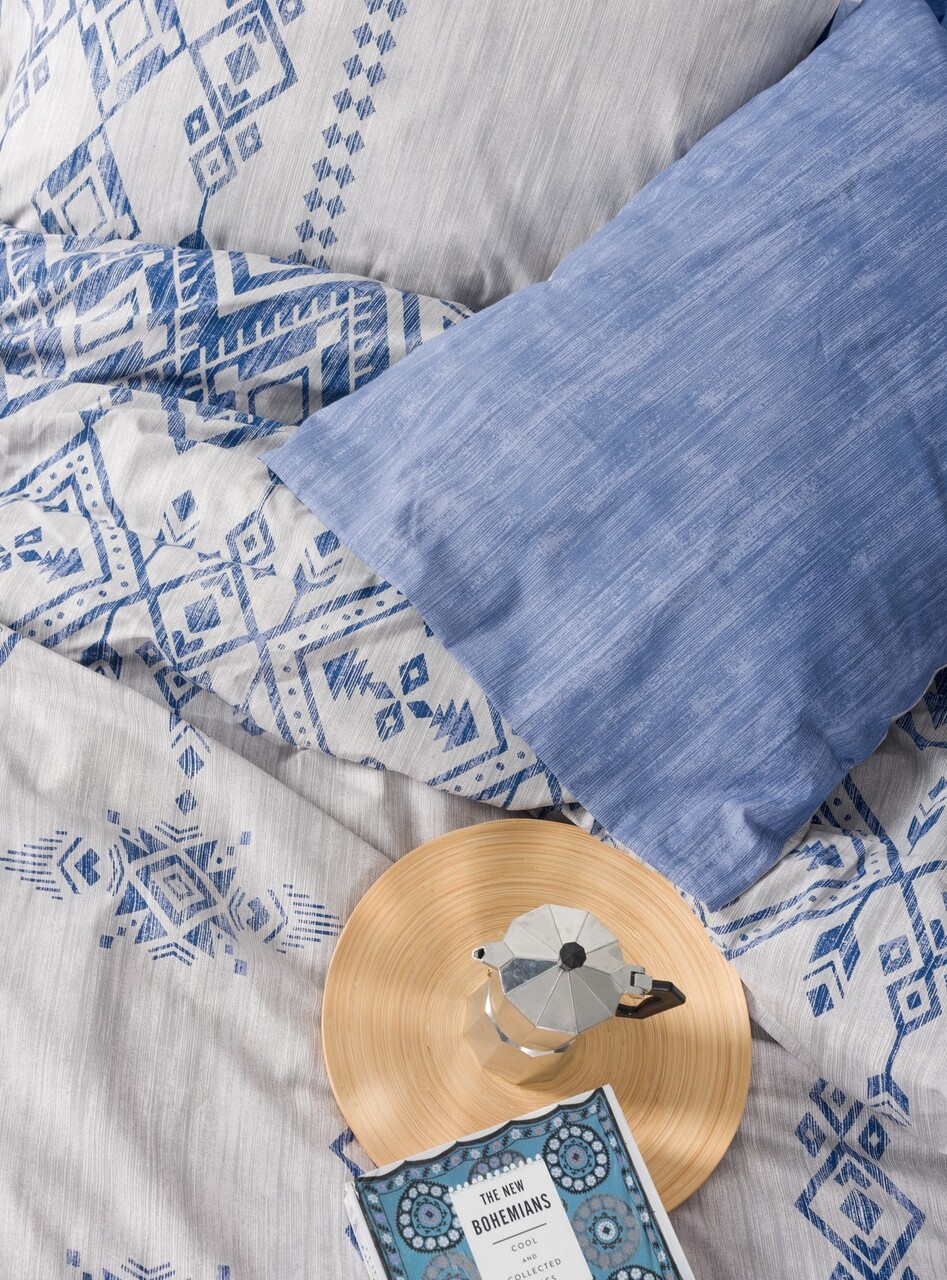 Lenjerie de pat dubla, Cleo - Blue, Cotton Box, Bumbac Ranforce