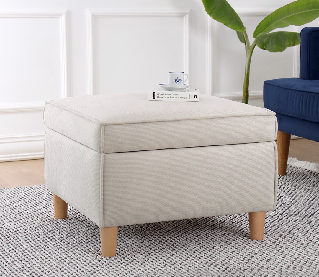 Taburet, Atelier del Sofa, 209FLF1419, Bumbac, Crem