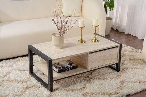 Masuta de cafea, Kalune Design, Haldizen, Travertin / Negru