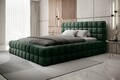Pat tapitat cu somiera si lada depozitare, 140x200 cm, ELTAP, BE-DIZ-MET-35AMO, Dizzle, metal/poliester, verde