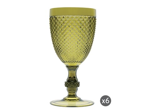 Set 6 pahare cu picior, Diamond, Excelsa, 390 ml, plastic, verde