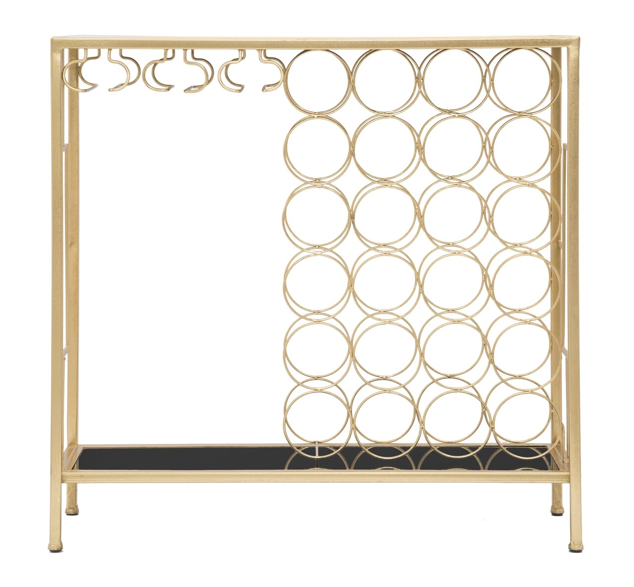 Consola cu suport pentru sticle, Mauro Ferretti, 76x30x75 cm, fier, auriu/negru - 1 | YEO
