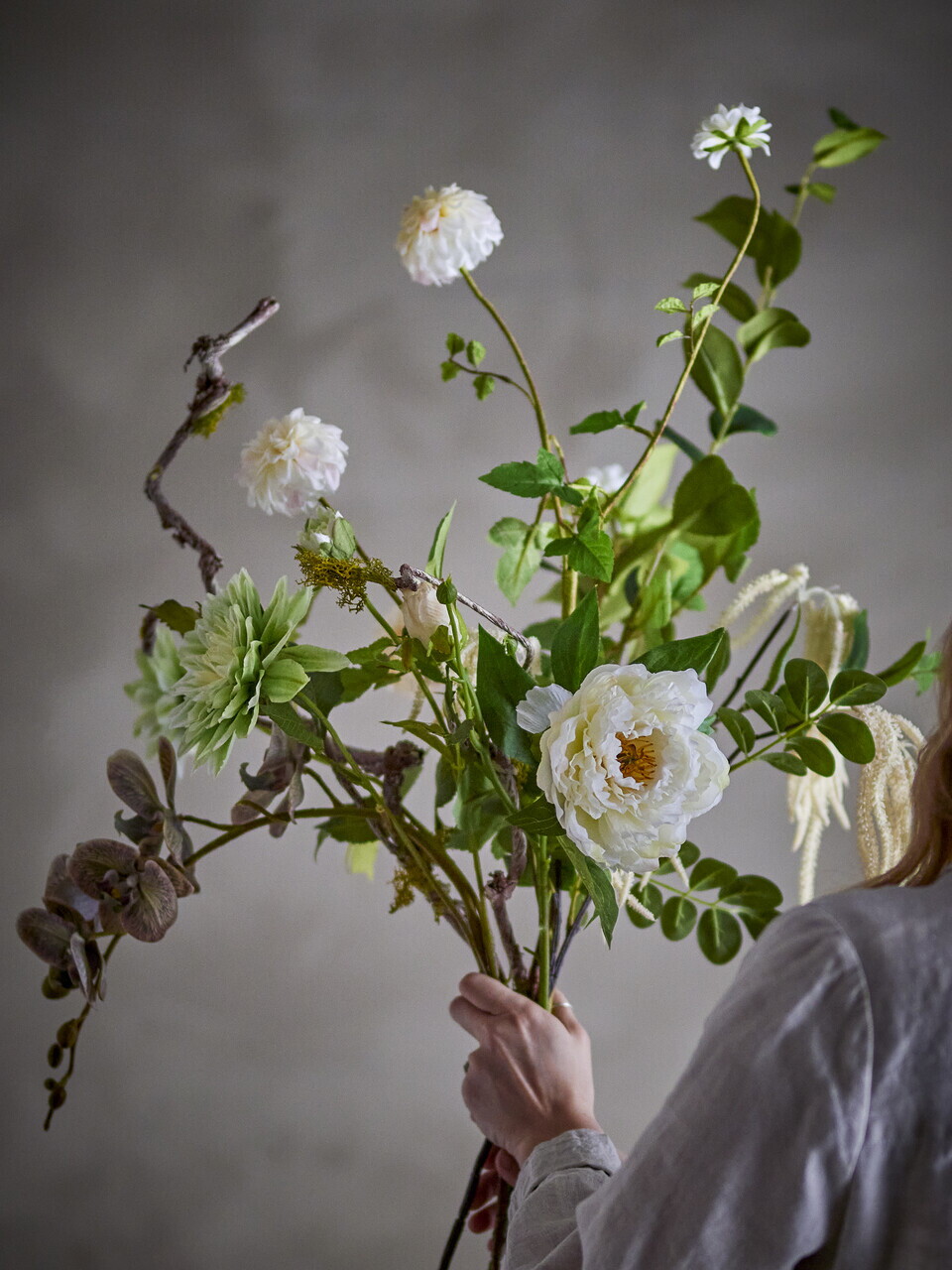 Buchet flori artificiale, Bloomingville, Rise, 40x109 cm, poliester/polietilena, alb - view 2